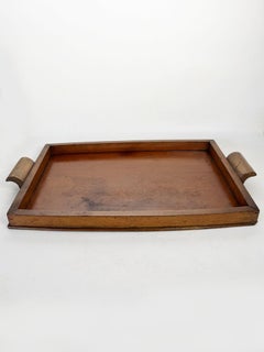 Art Deco rectangular wooden tray with handles, wood, France, 1930