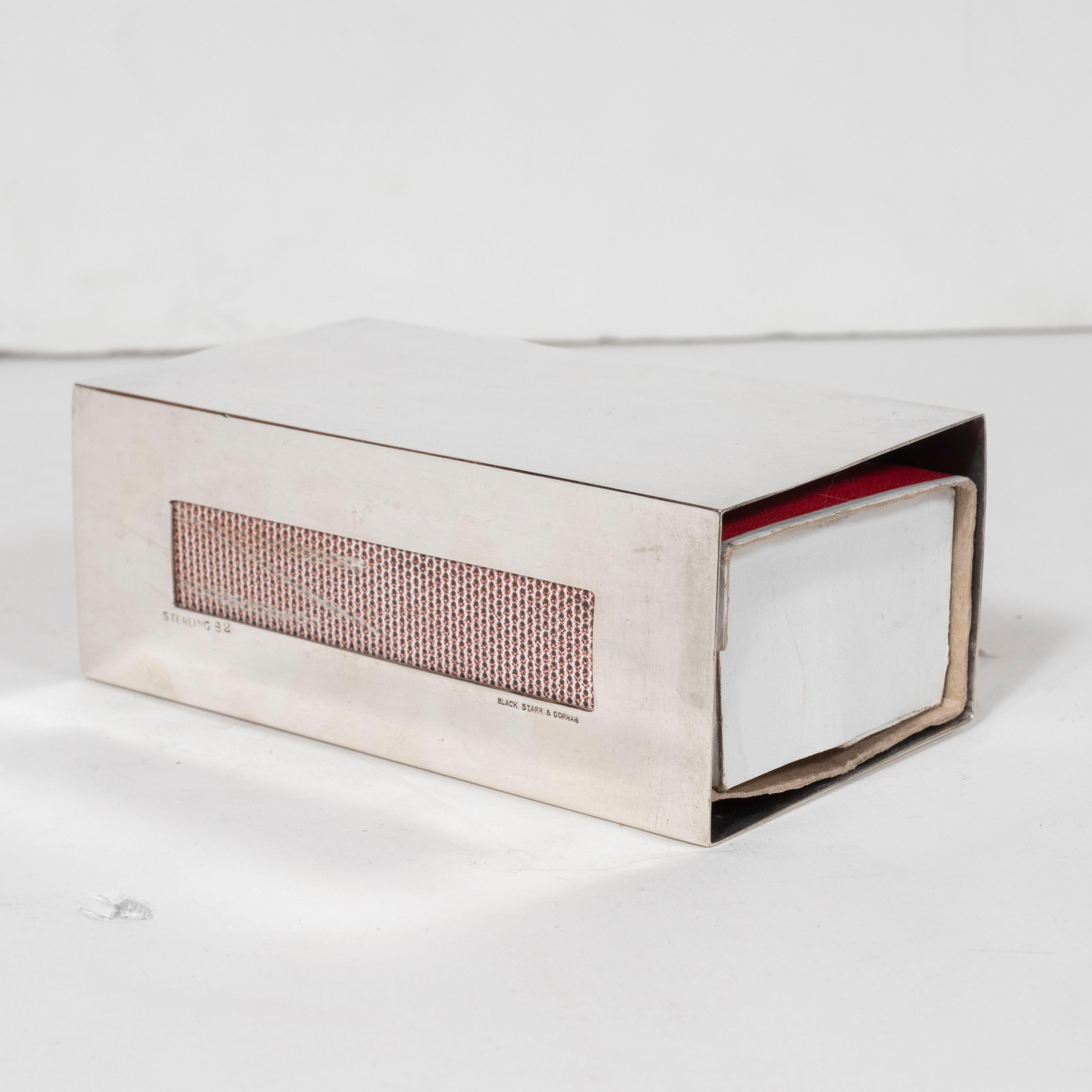 Art Deco Rectilinear Sterling Silver Matchbox Holder by Black, Starr & Gorham 3