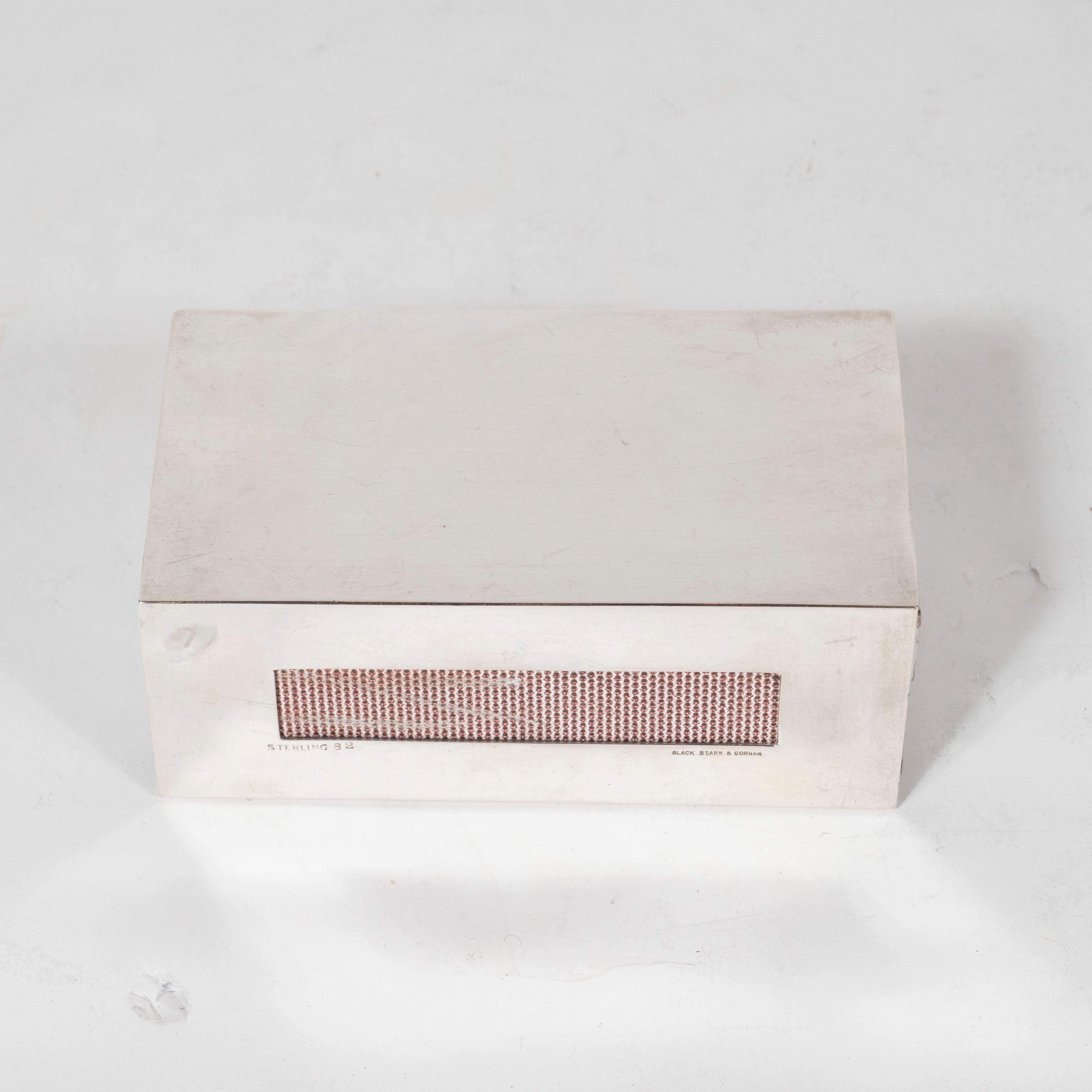 Boîte d'allumettes rectangulaire Art déco en argent sterling par Black:: Starr & Gorham en vente 3