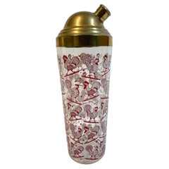 Art Deco Red and White Rooster Cocktail Shaker