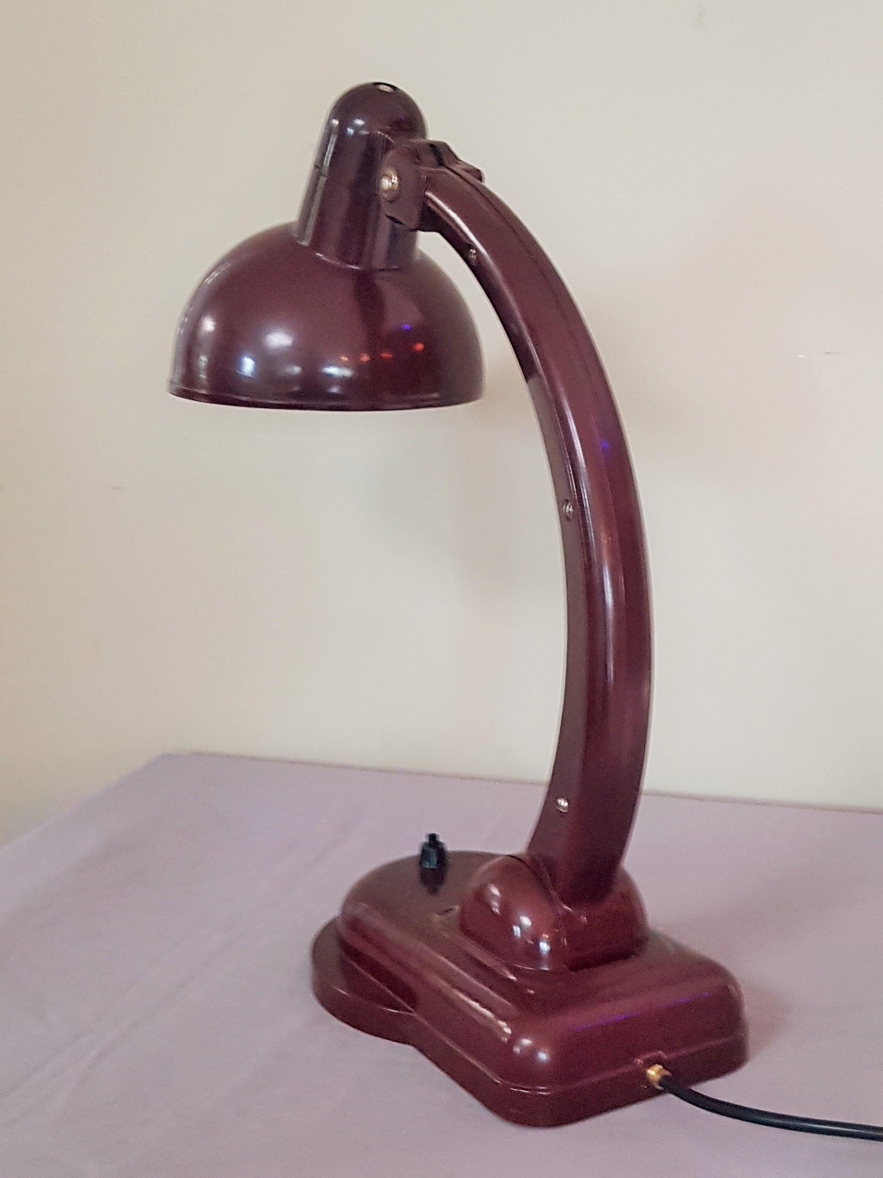 Art Deco Red Bakelite Table Lamp Sigma by Christian Dell, 1930s For Sale 12