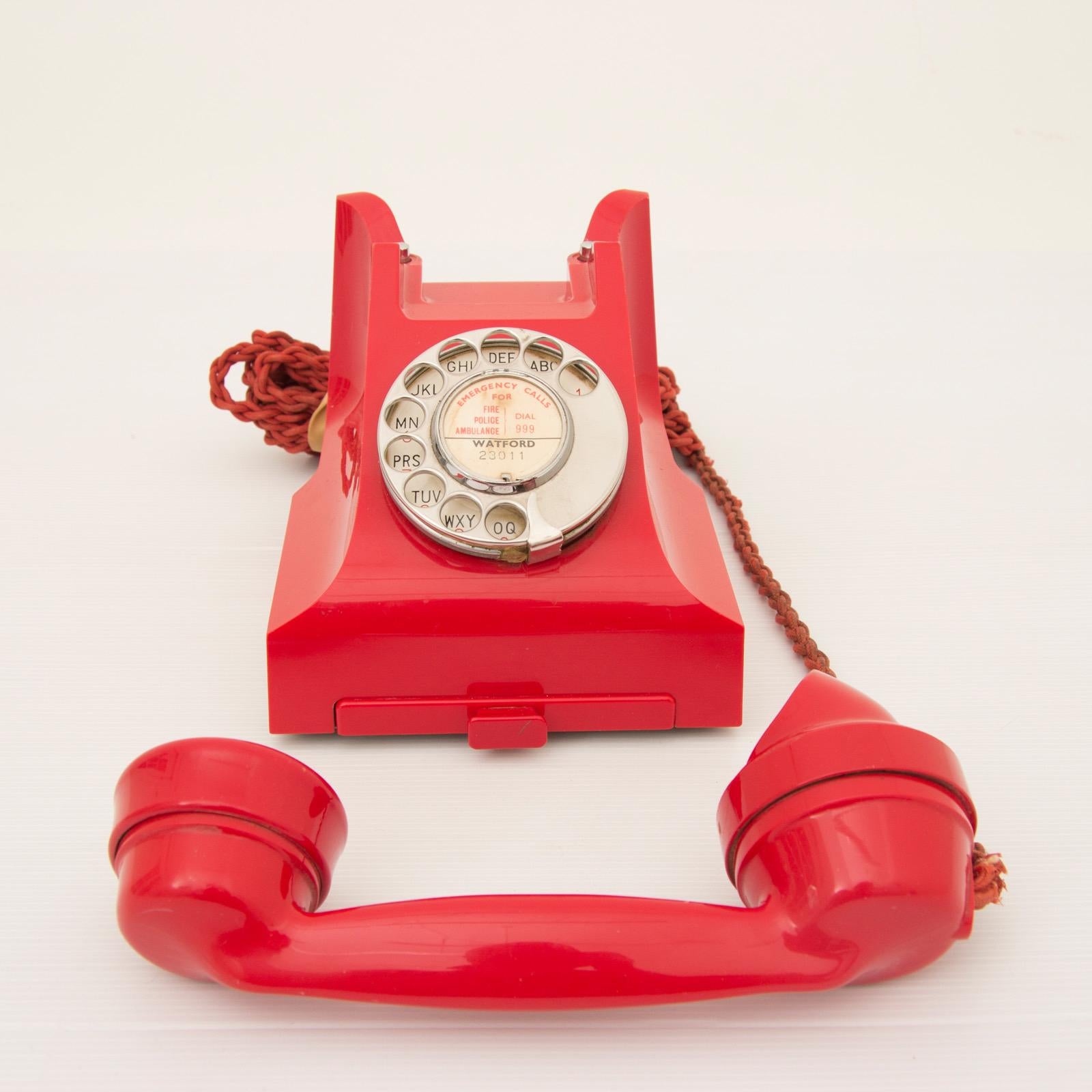 British Art Deco Red Bakelite Telephone