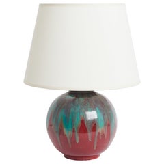 Lampe de table Art déco en céramique rouge par Félix Gete pour CAB