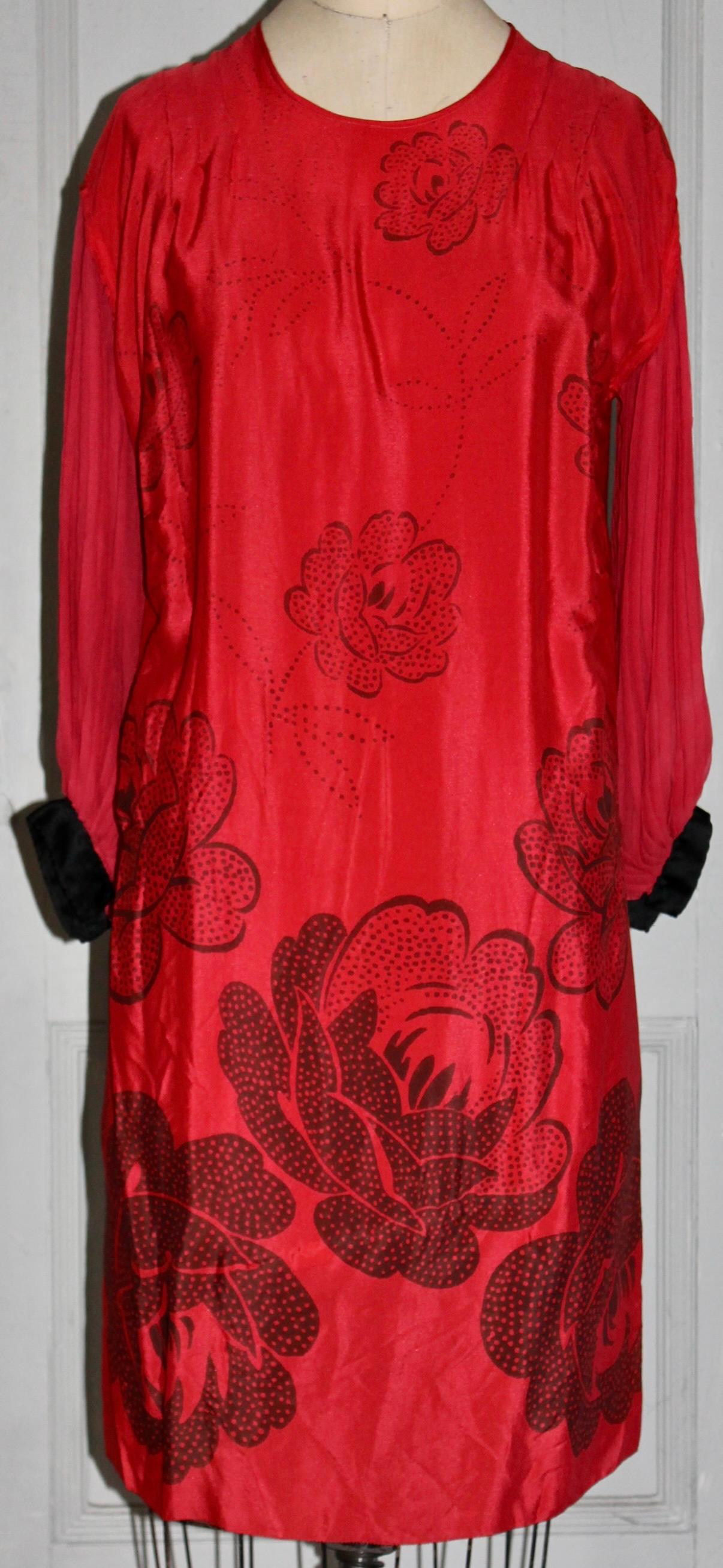 Rotes Chiffon-Kleid „Flapper“ im Art déco-Stil, manner Dufy & Poiret im Zustand „Gut“ im Angebot in Sharon, CT