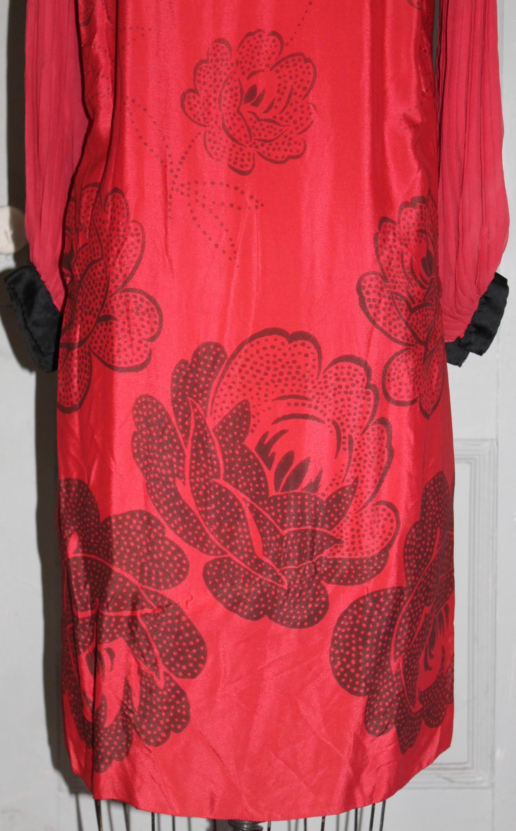 Rotes Chiffon-Kleid „Flapper“ im Art déco-Stil, manner Dufy & Poiret Damen im Angebot