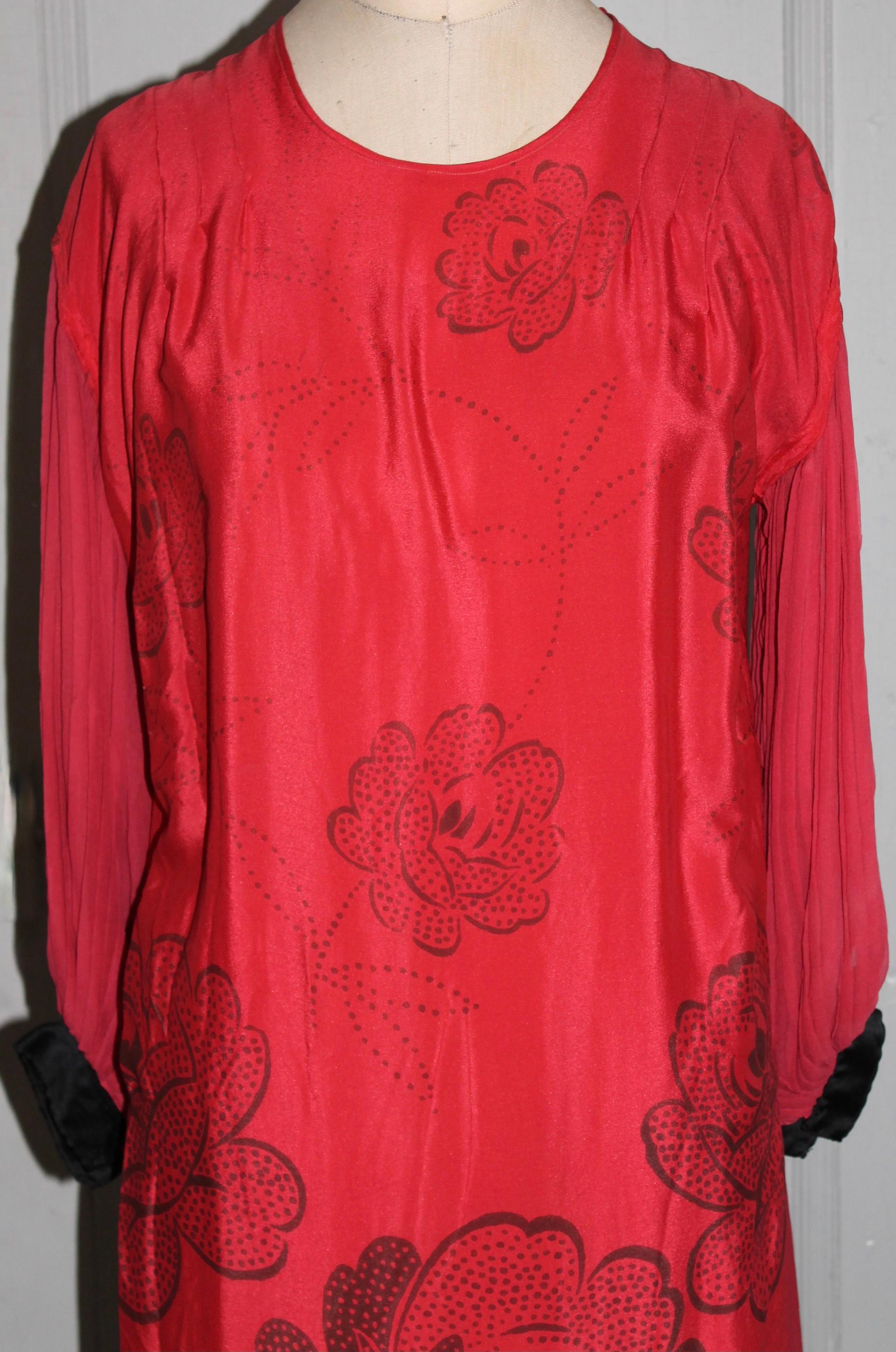 Rotes Chiffon-Kleid „Flapper“ im Art déco-Stil, manner Dufy & Poiret im Angebot 1
