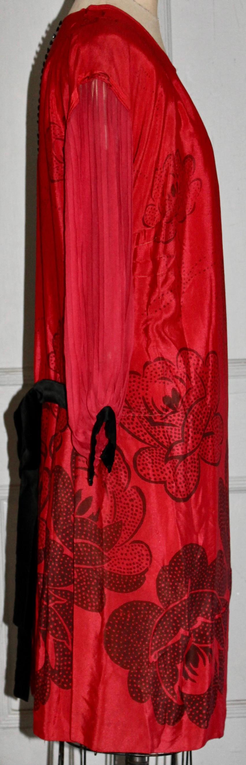 Rotes Chiffon-Kleid „Flapper“ im Art déco-Stil, manner Dufy & Poiret im Angebot 4