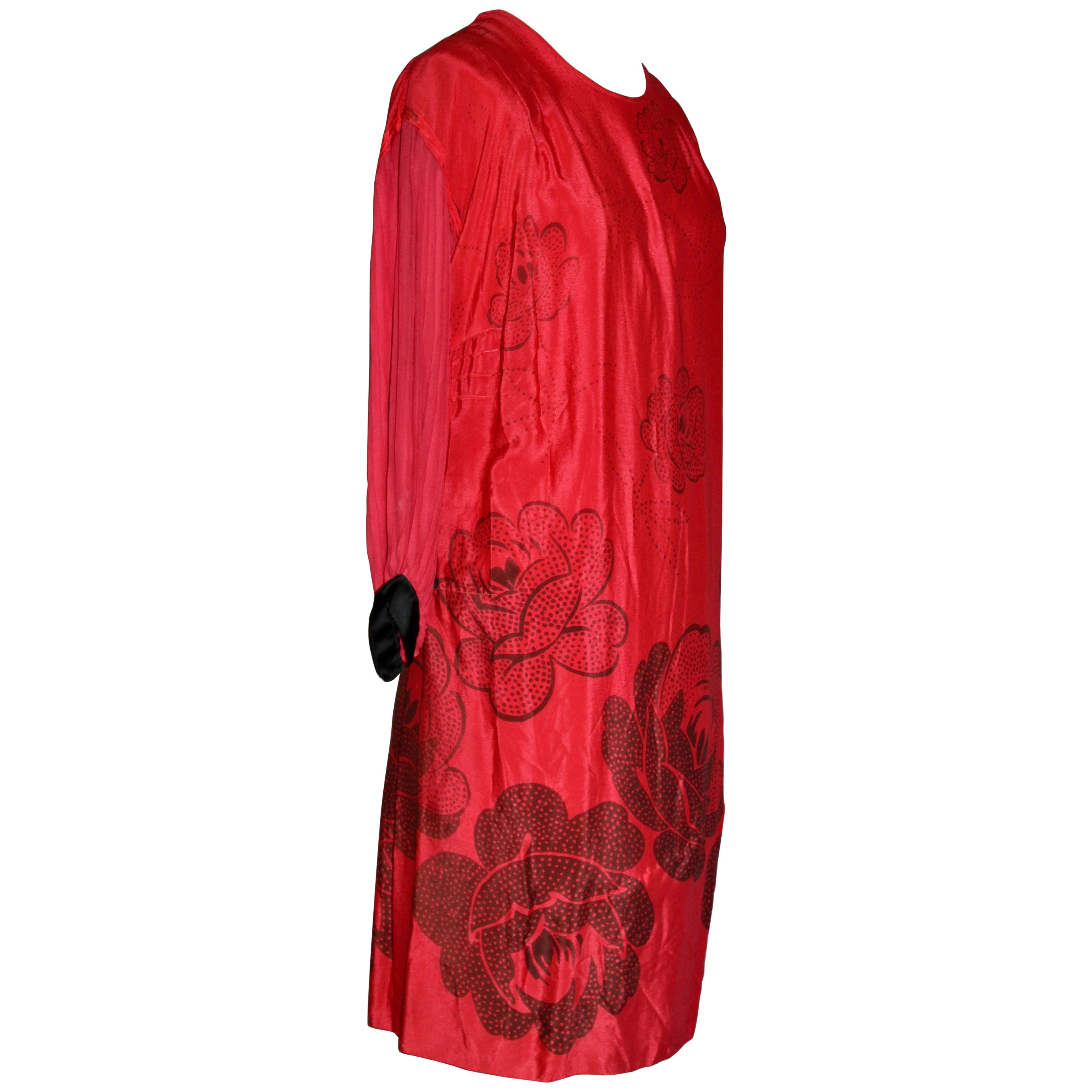 Vestido Art Déco "Flapper" de gasa roja, estilo Dufy & Poiret en venta