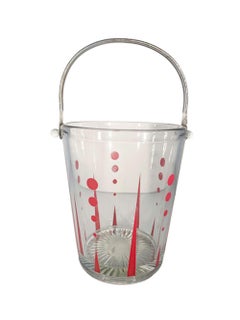 Art Deco Red Enamel Decorated Four Piece Cocktail Shaker / Ice Bucket Suite