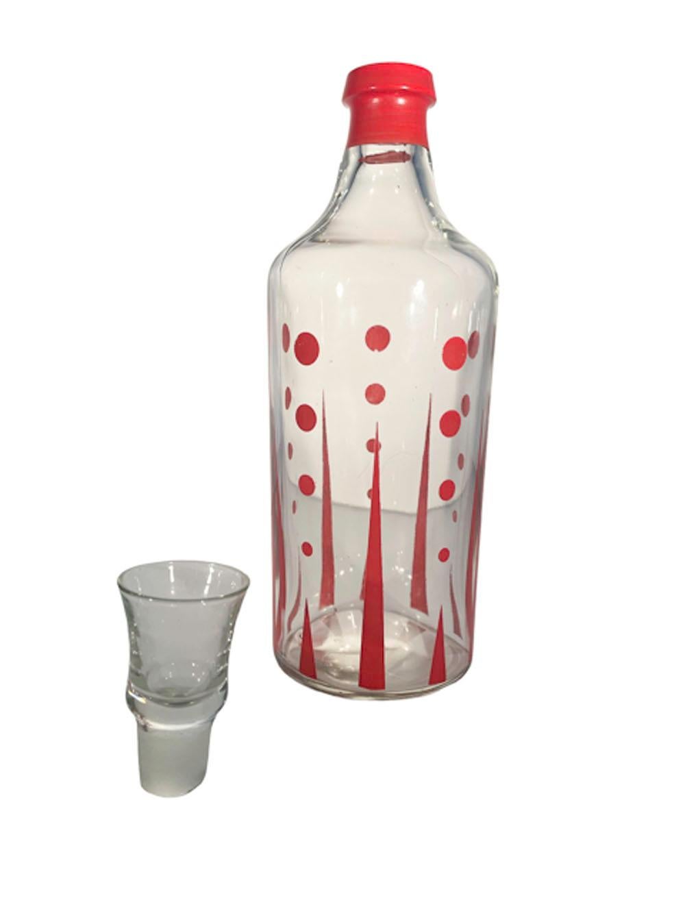 20th Century Art Deco Red Enamel Decorated Four Piece Cocktail Shaker / Ice Bucket Suite For Sale