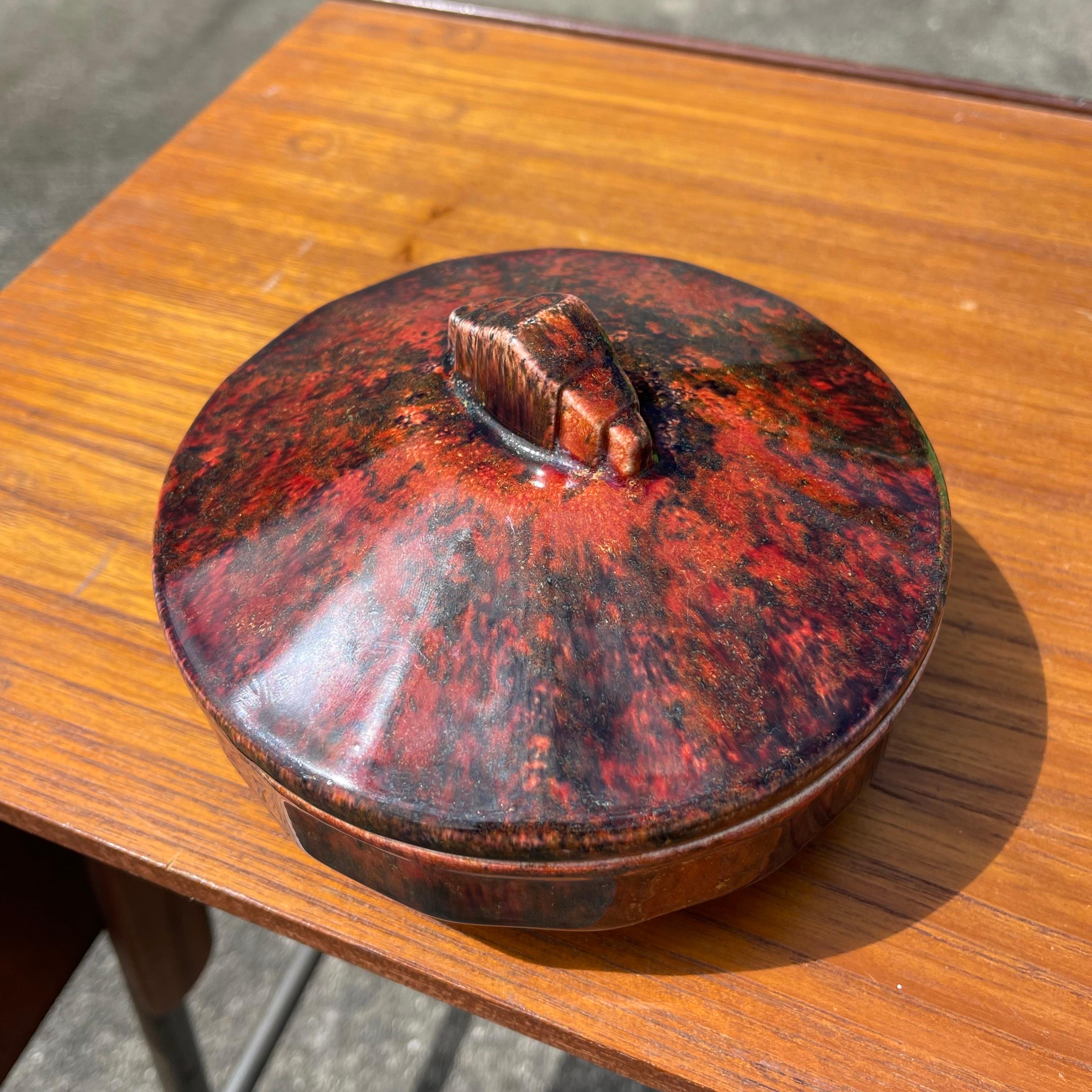 20th Century Art Deco Red Flambé Glaze Lidded Box by Paul Millet for Sevres France For Sale