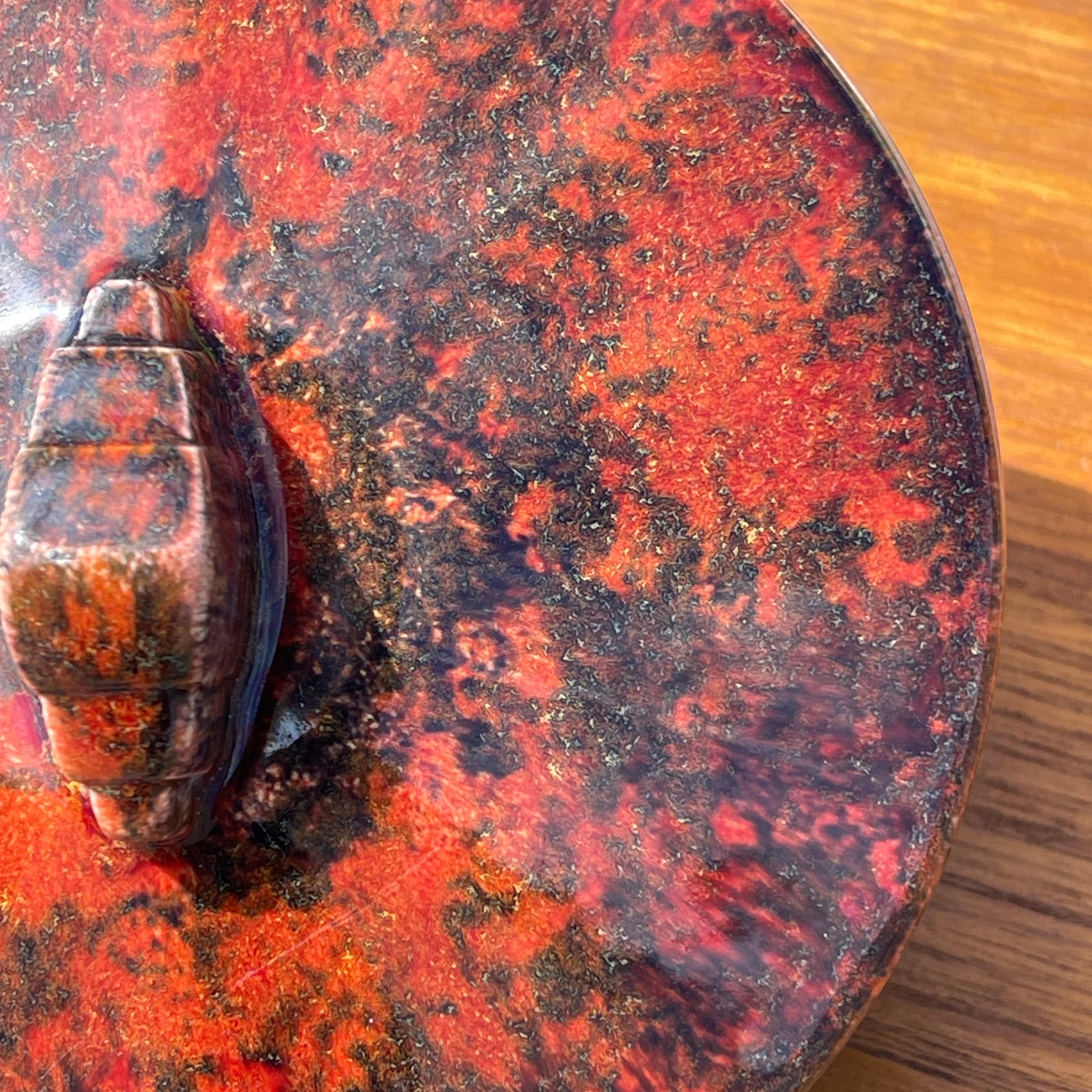 Ceramic Art Deco Red Flambé Glaze Lidded Box by Paul Millet for Sevres France For Sale