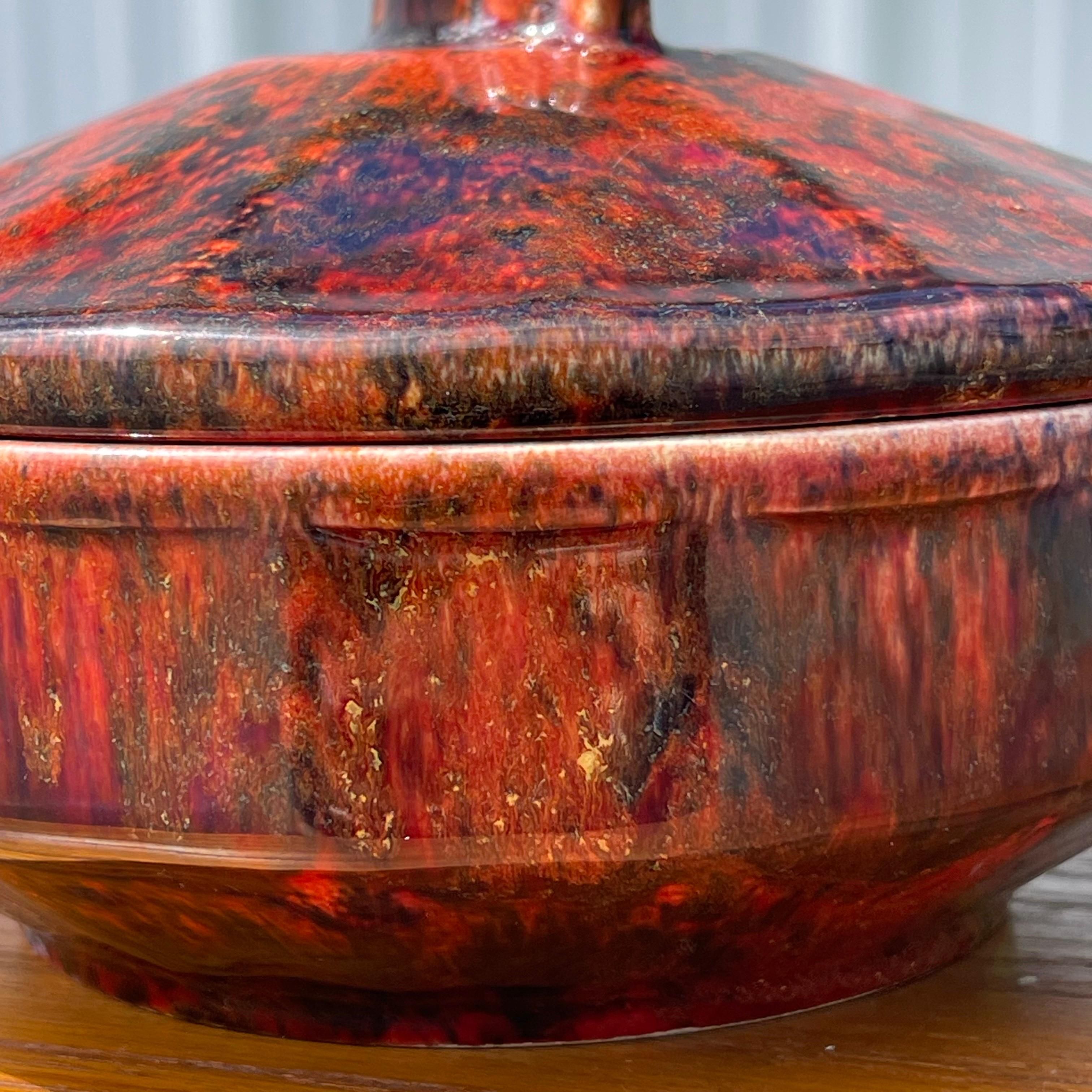 Art Deco Red Flambé Glaze Lidded Box by Paul Millet for Sevres France For Sale 1