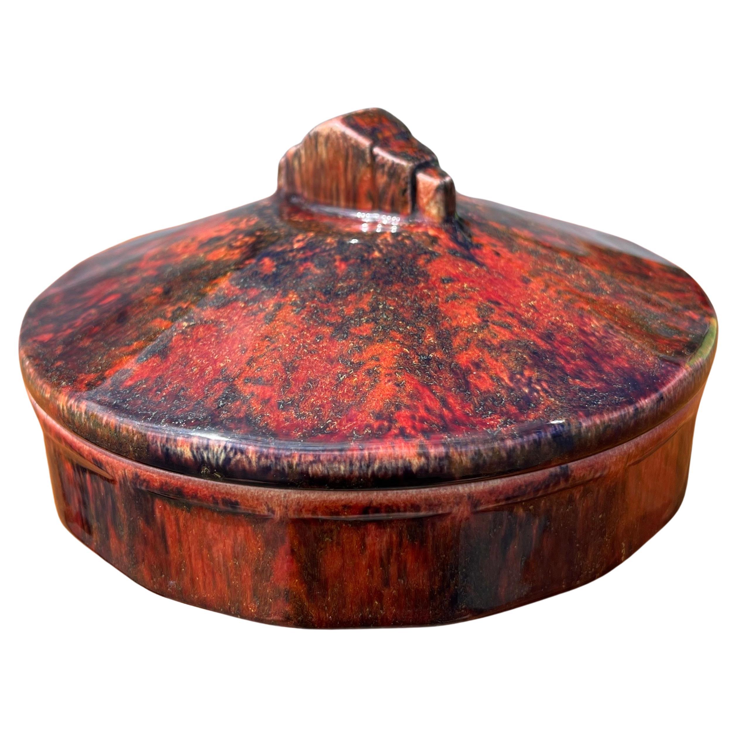 Art Deco Red Flambé Glaze Lidded Box by Paul Millet for Sevres France For Sale