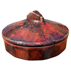 Boîte à couvercle en émail flambé rouge Art Déco par Paul Millet pour Sèvres France