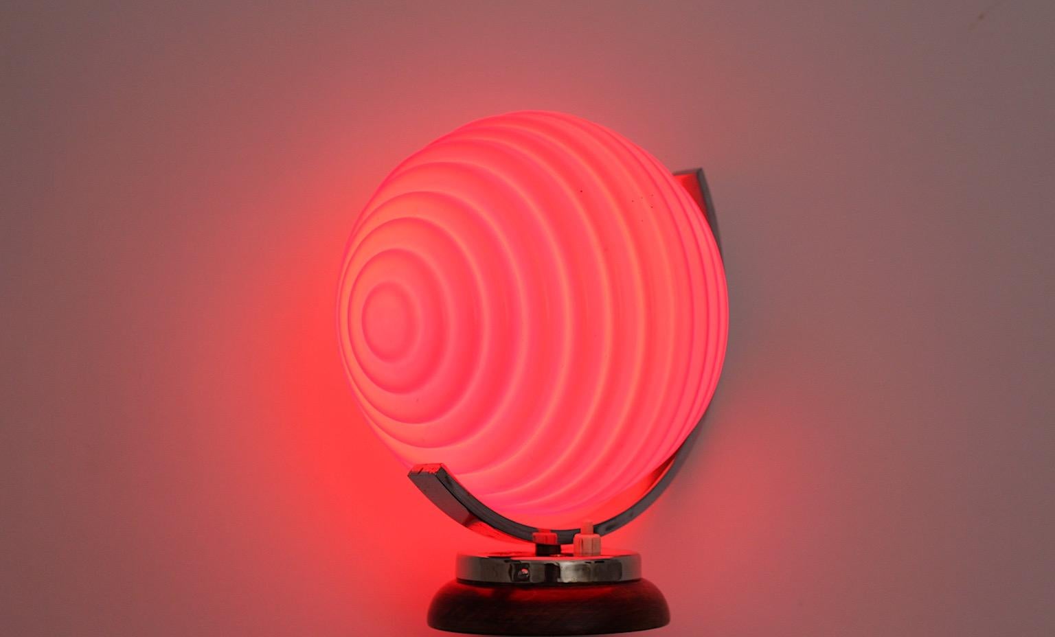 Art Deco Red Glass Chromed Metal Sconce Wall Light Lampion 1920s Austria For Sale 6