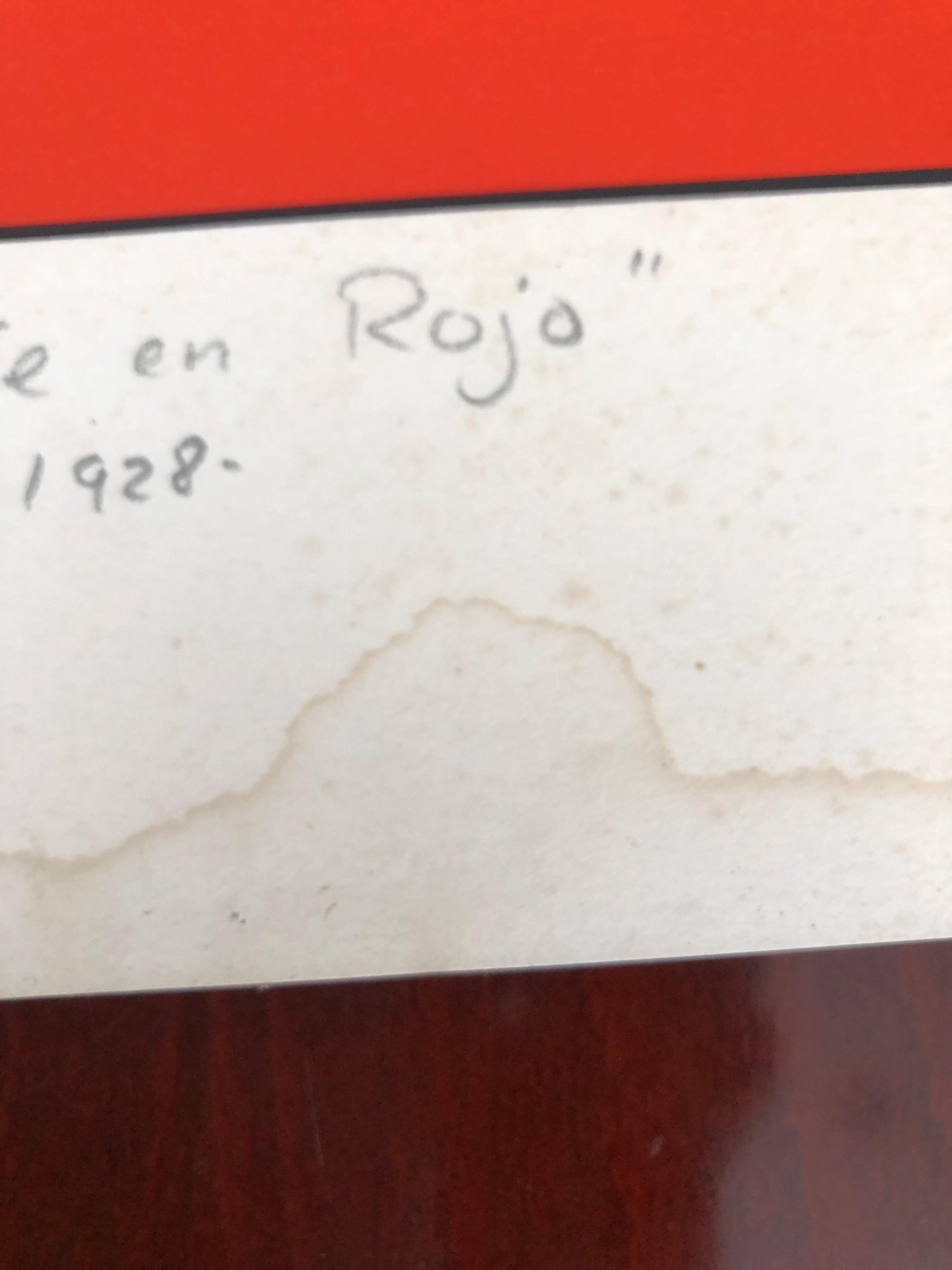 Rote Landschaft im Art Déco-Stil des mexikanischen Künstlers Ernesto Garcia Cabral, signiert und datiert (Art déco) im Angebot
