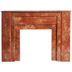 Art Deco, Red Marble Fireplace Mantel, France, circa 1930