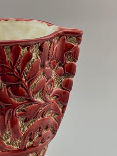 Jarrón de cerámica Art Decó en relieve rojo, Beswick Model 656, Inglaterra, años 30