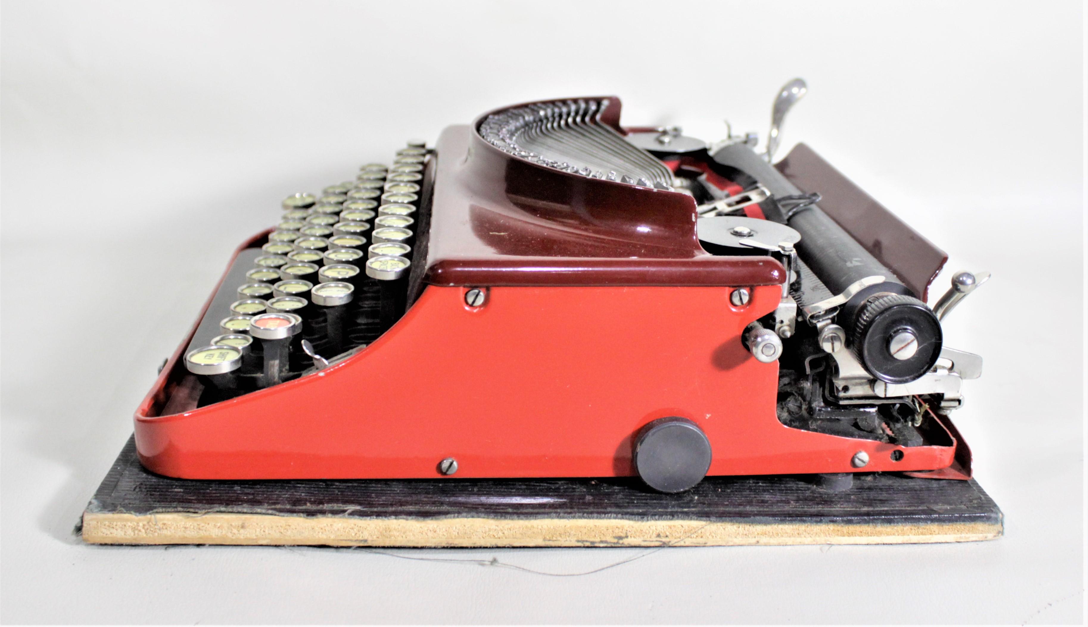 Machine-Made Art Deco Red Remington Rand No. 3 Streamlined Portable Typewriter with Hard Case