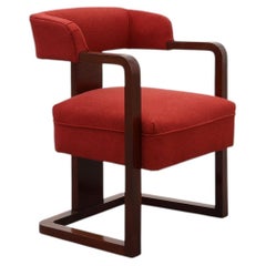 Sedia Art Déco rossa rivestita, Belgio 1920 ca.