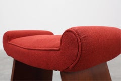 Art Deco Red Reupholstered Stool, Belgium ca. 1920