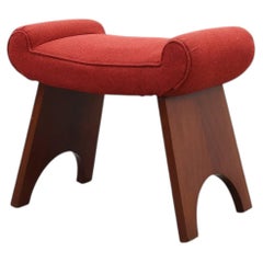 Art Deco Red Reupholstered Stool, Belgium ca. 1920