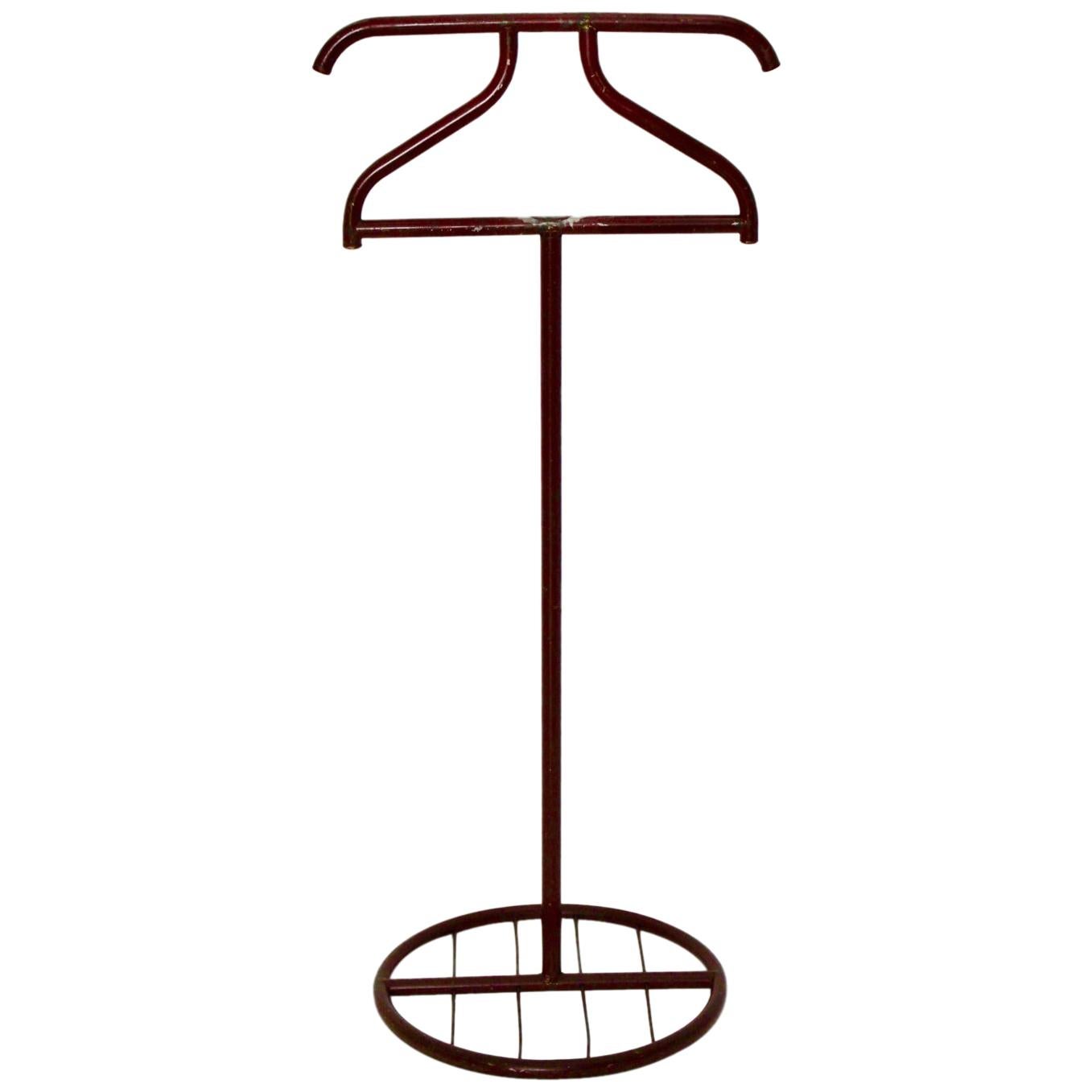 Art Deco Rouge Vintage Porte-manteau en métal Hofmann et Augenfeld, circa 1930