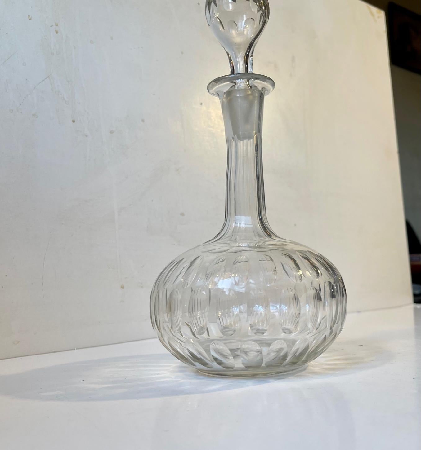 Danish Art Deco Red Wine Crystal Decanter from Holmegaard, 1920s