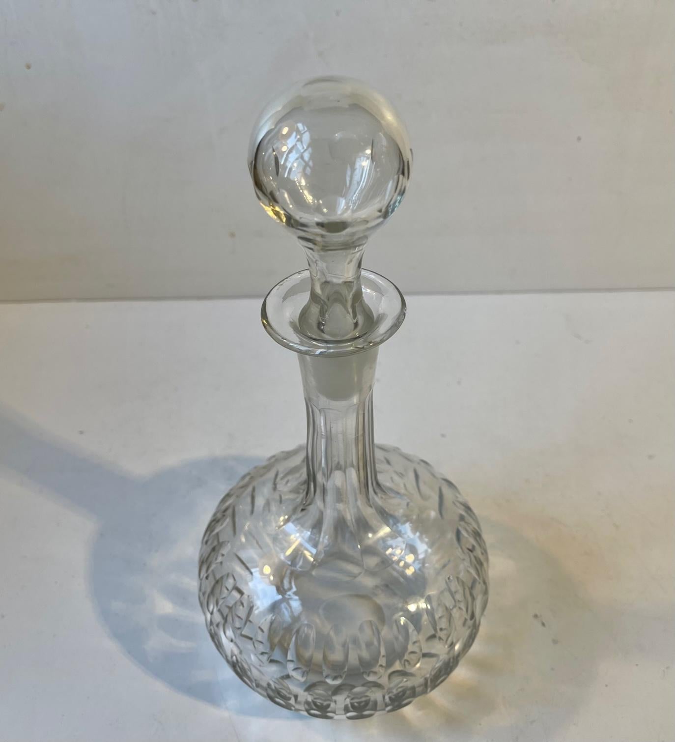 Art Deco Red Wine Crystal Decanter from Holmegaard, 1920s In Good Condition In Esbjerg, DK