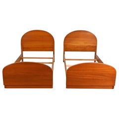 Art Deco Redwood Twin Size Beds by Brooks Furniture Co., Pair