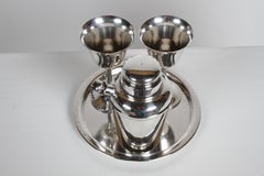 Art Deco Reed & Barton Sterling x110 Cocktail Shaker Set with Tray & Two Goblets
