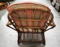 Art Deco Reeded Rattan Lounge Chair and Ottoman