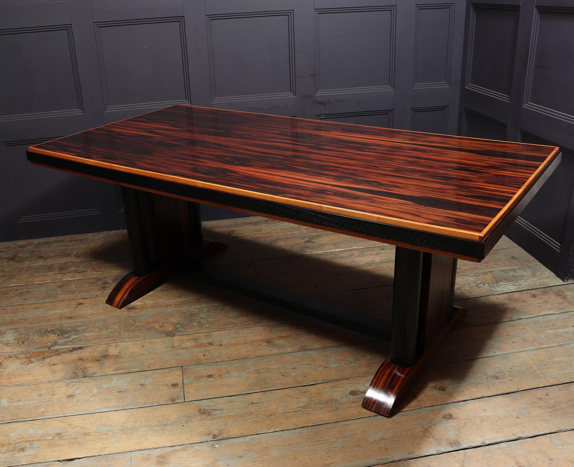 Art Deco Refectory table in Macassar Ebony and Oak For Sale 4