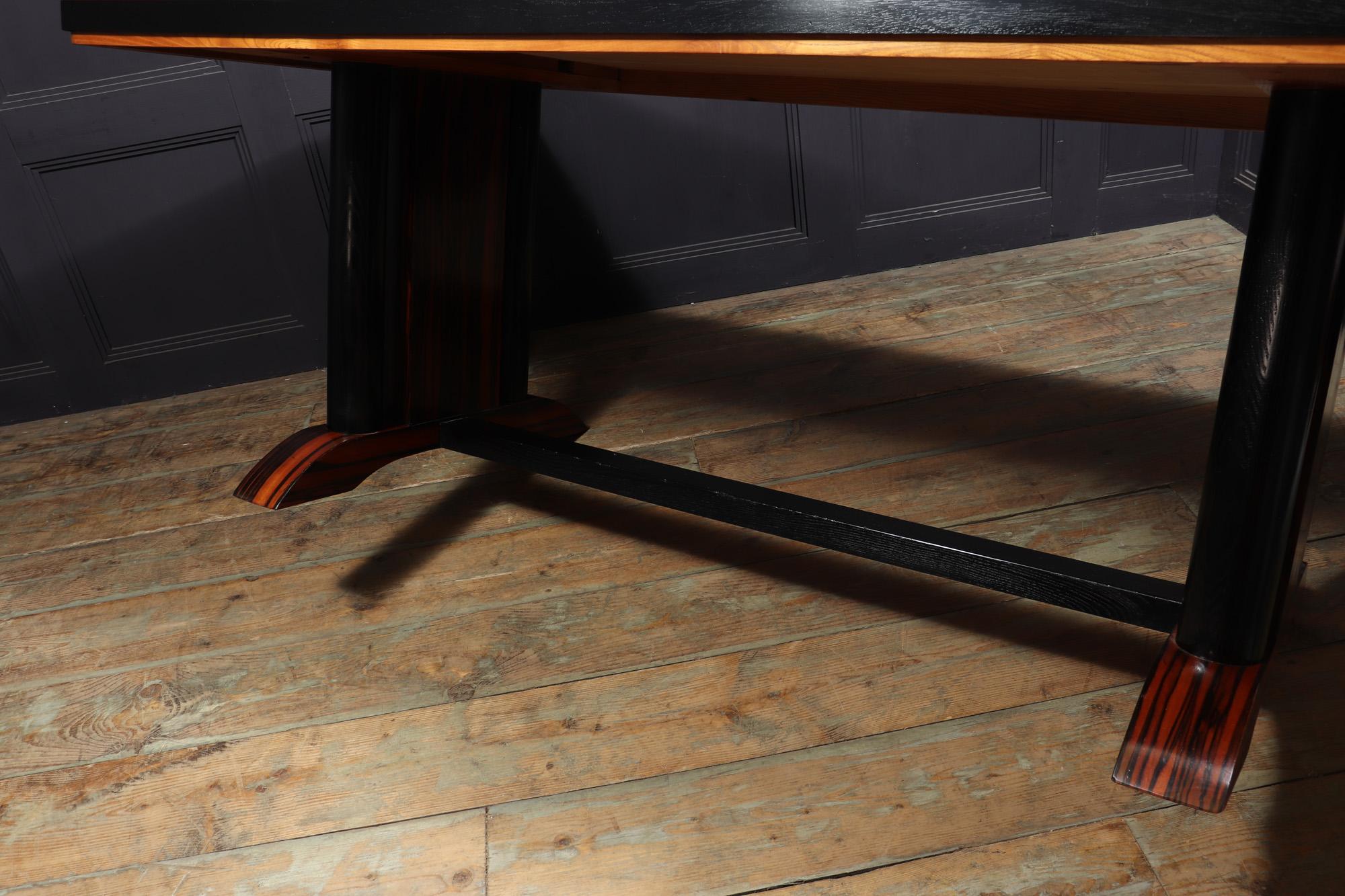 Art Deco Refectory table in Macassar Ebony and Oak For Sale 5