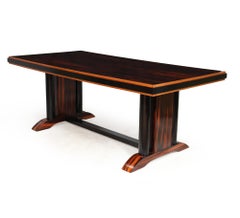 Art Deco Refectory table in Macassar Ebony and Oak