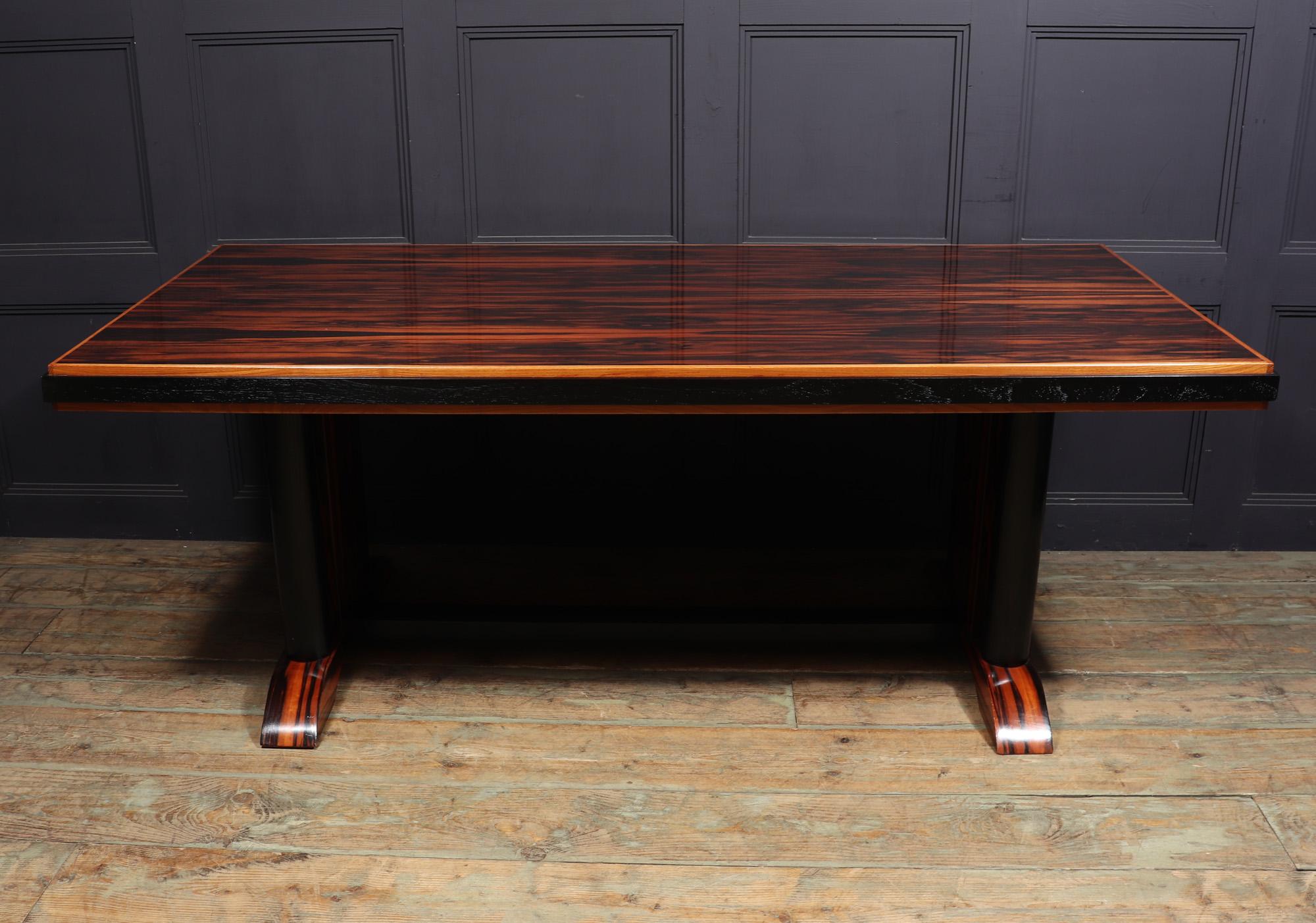 Art Deco Refectory table in Macassar Ebony and Oak In Good Condition For Sale In Paddock Wood Tonbridge, GB