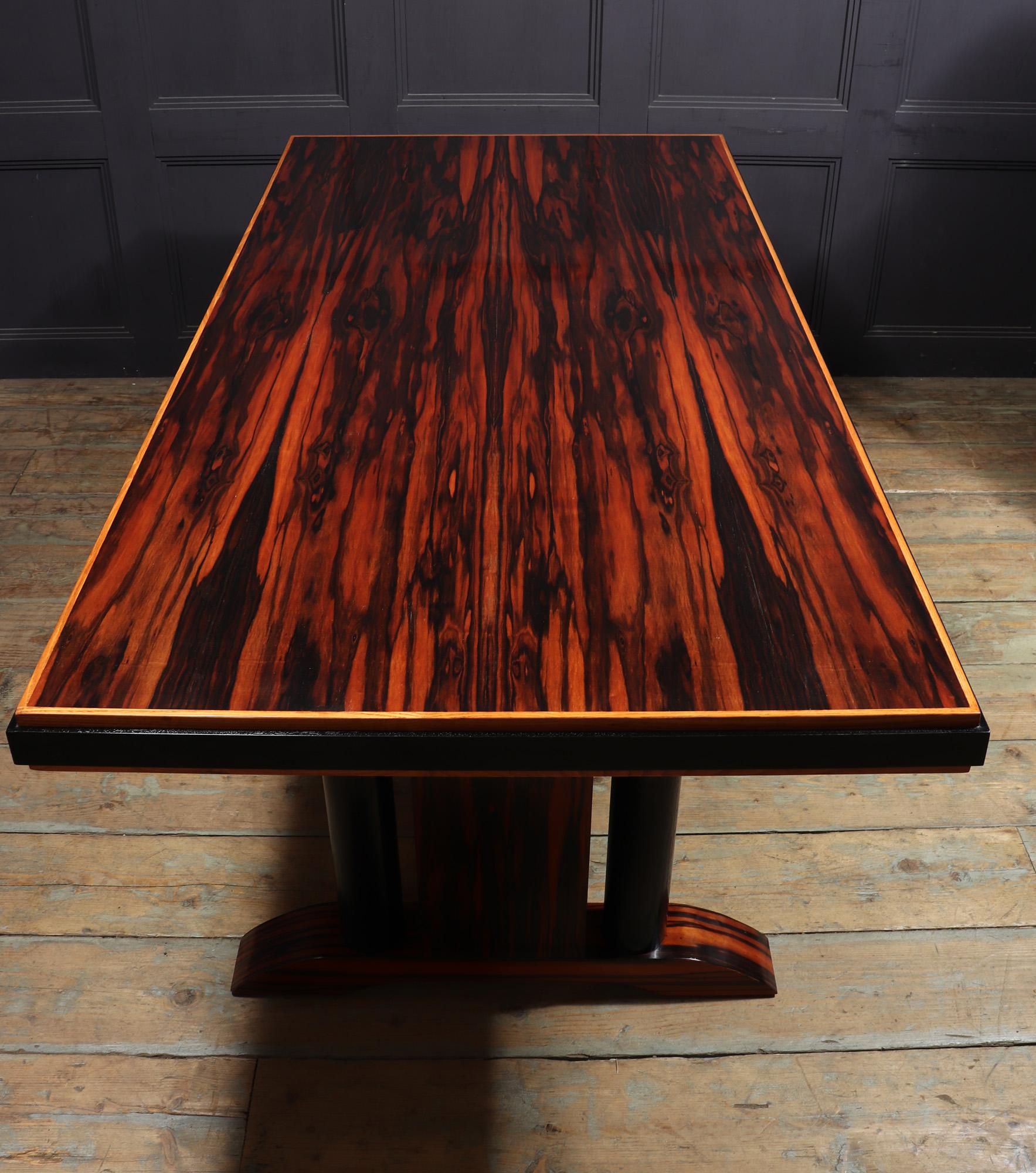 Art Deco Refectory table in Macassar Ebony and Oak For Sale 1
