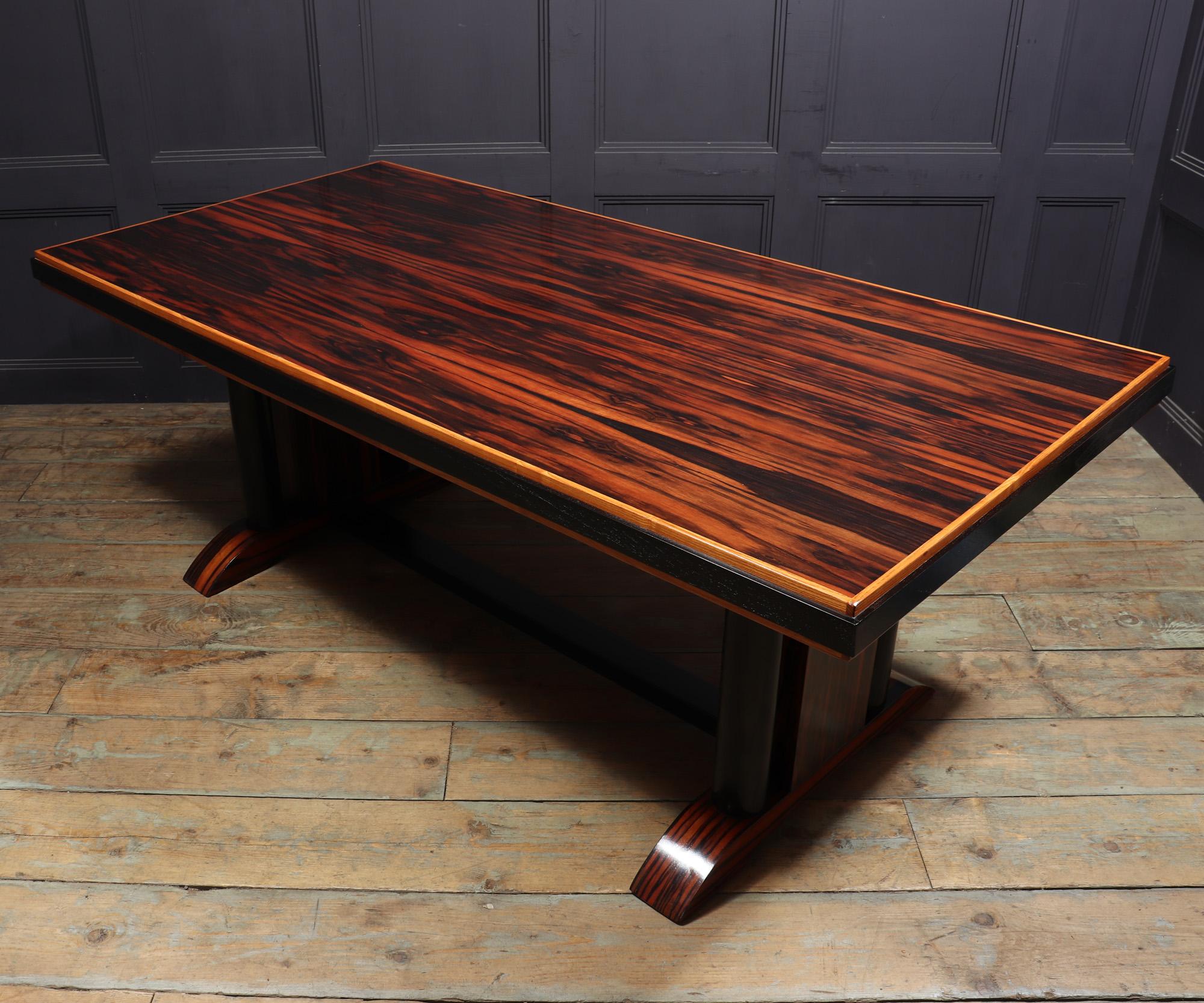 Art Deco Refectory table in Macassar Ebony and Oak For Sale 2
