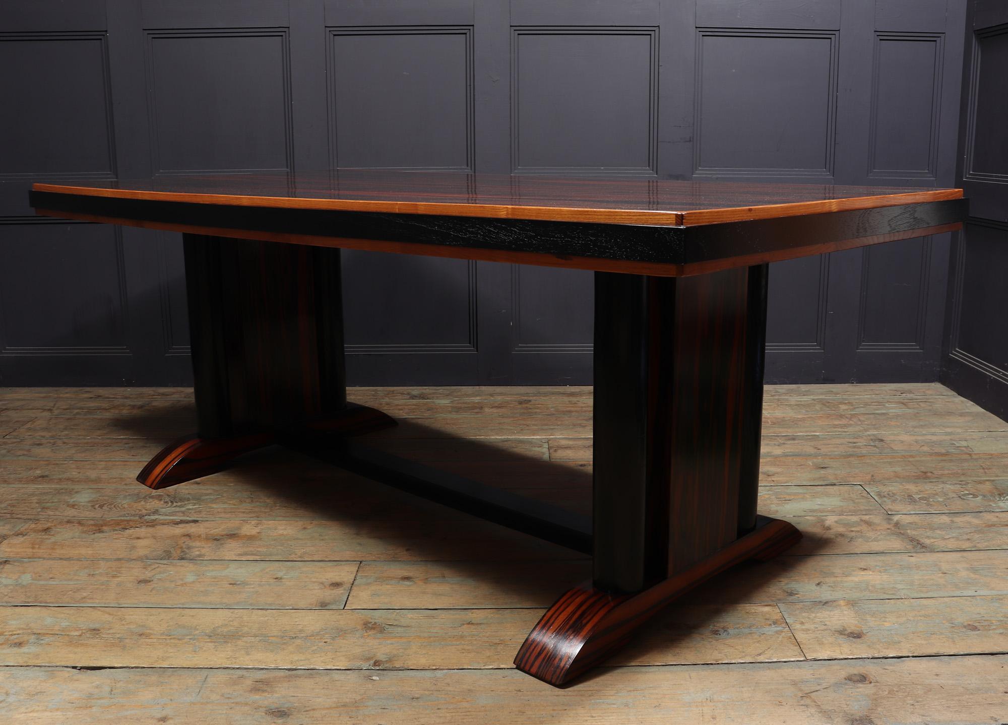 Art Deco Refectory table in Macassar Ebony and Oak For Sale 3