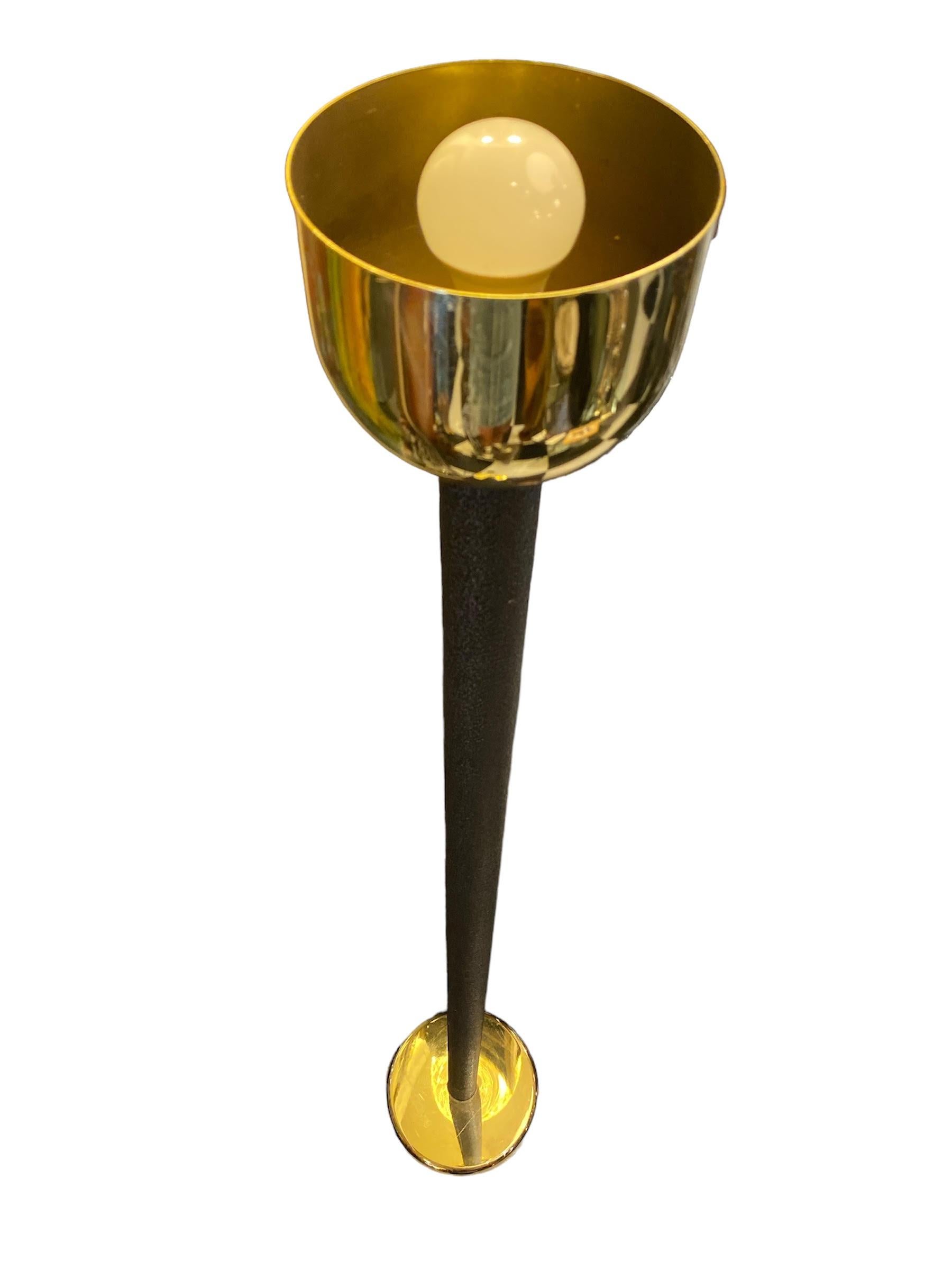 Very Stylish Single 
Black and Gold
 Tall Brass Chalice Torchiere Floor Lamp
Gold Chalice Gold Base 
