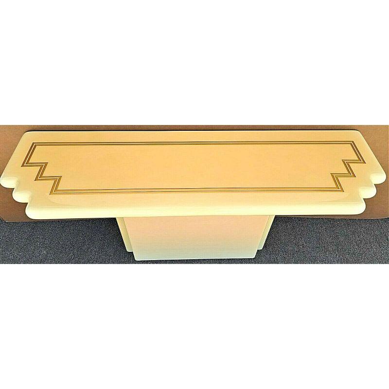 Late 20th Century Art Deco Regency Lacquered Solid Resin Console Sofa Table For Sale