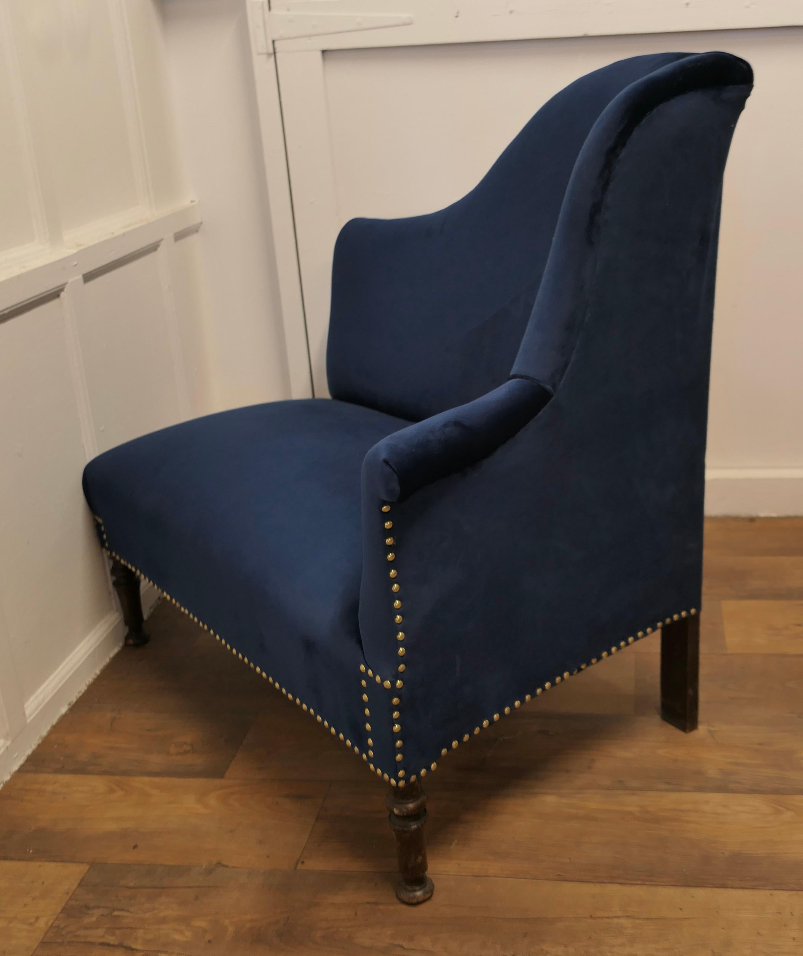 Velvet Art Deco Regency Style Hall Seat or Salon Chaise