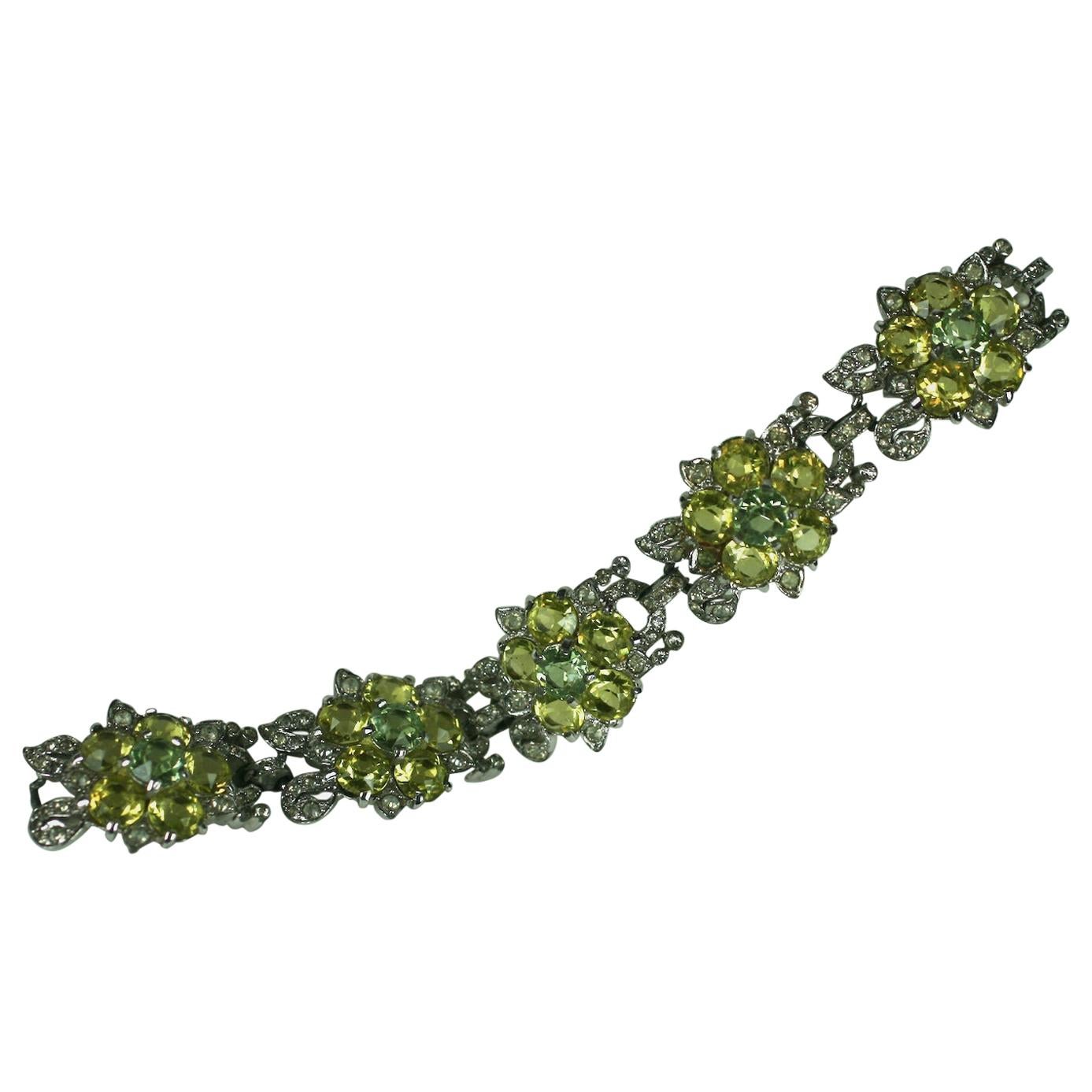 Art Deco Reja Flower Head Link Bracelet For Sale