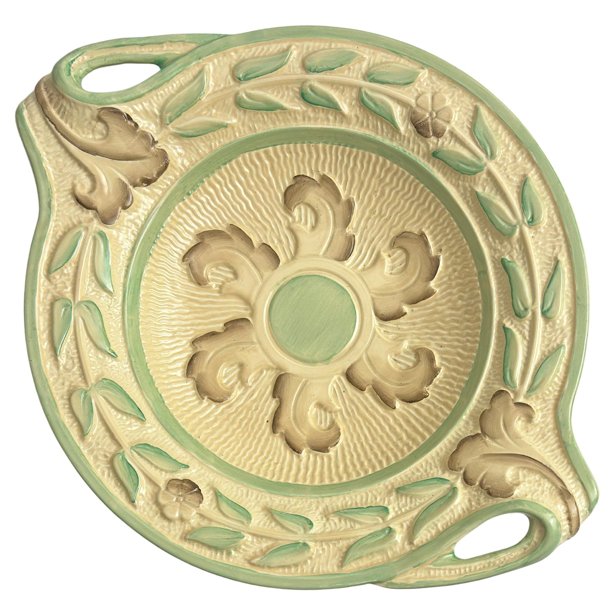 Bol en céramique à relief Art déco, Burgess 
Leigh pour Burleigh Ware, Angleterre, années 1930