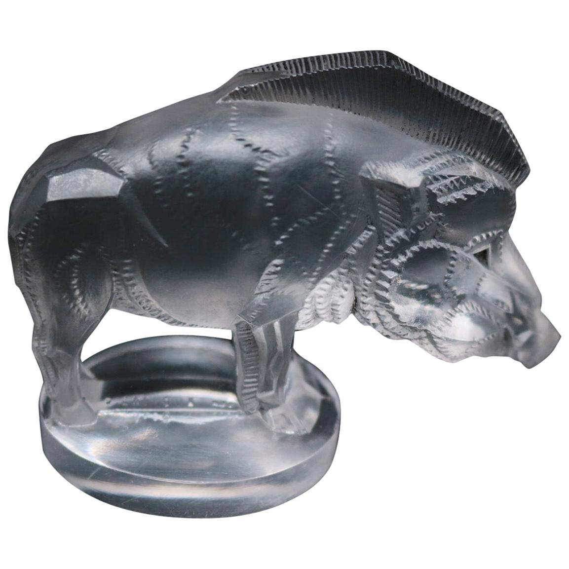 Art Deco René Lalique Clear Glass Sanglier Boar Mascot