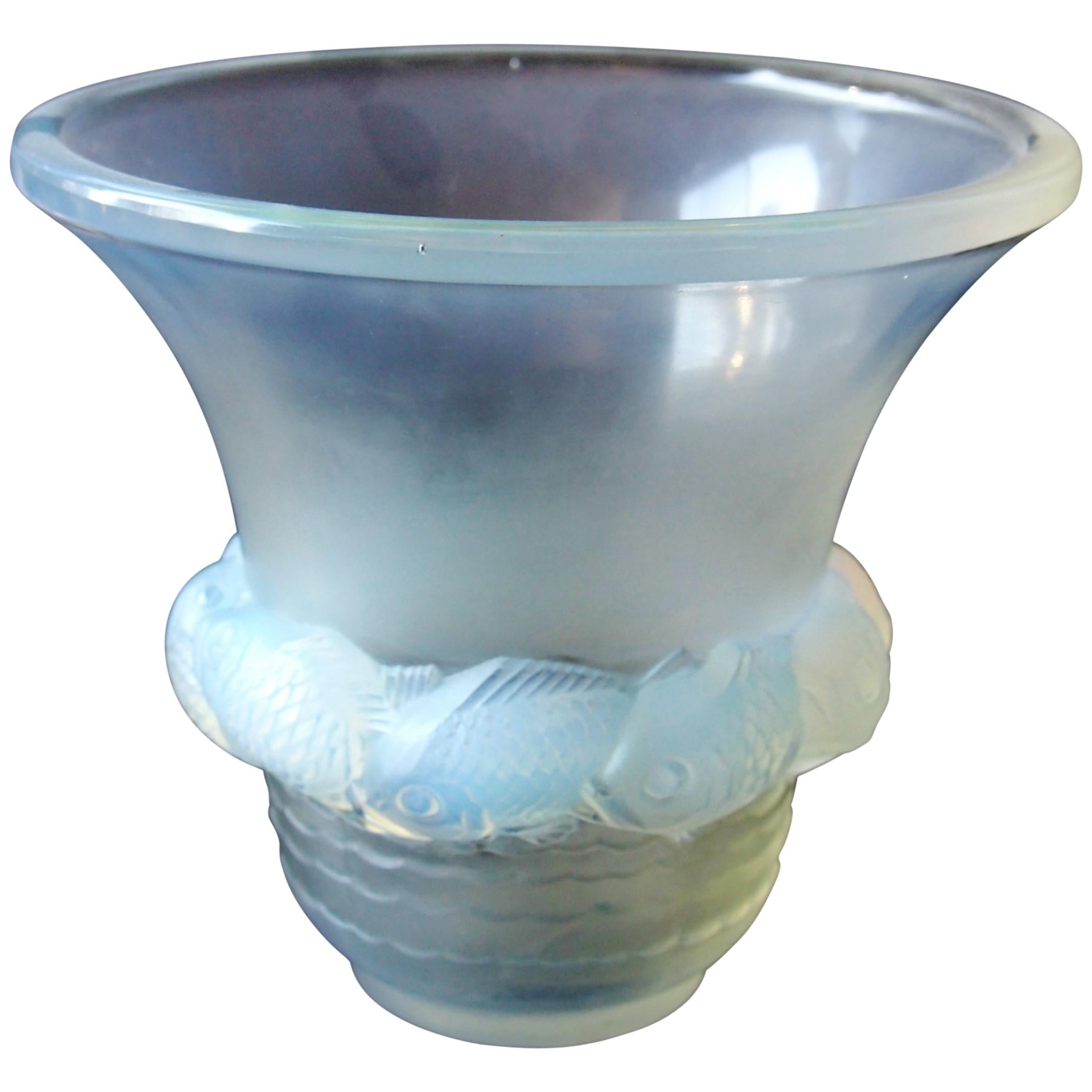 Art Deco Rene Lalique Strongly Opalescent 'Piriac' Glass Vase -French