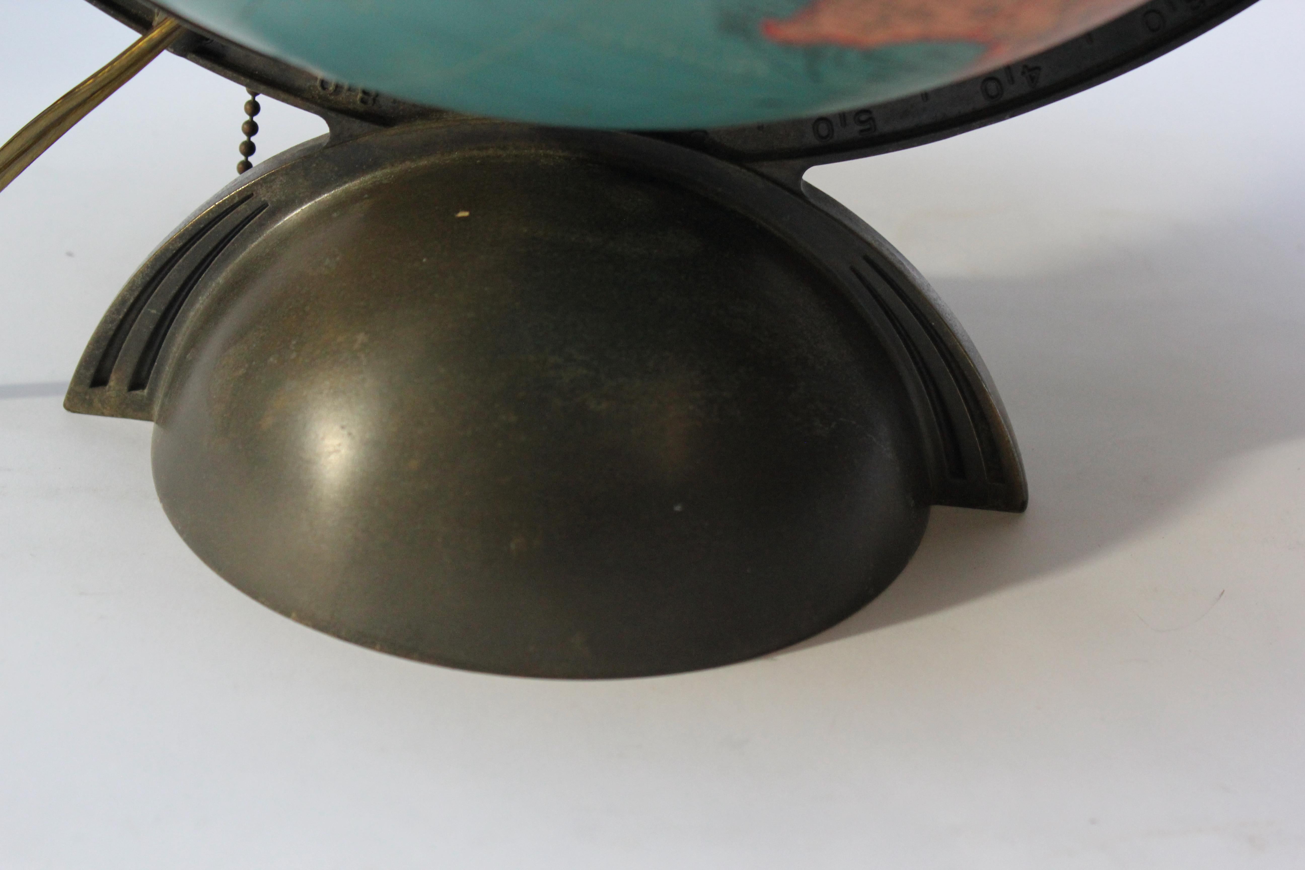 Art Deco Replogle Illuminated Glass Library Globe For Sale 11