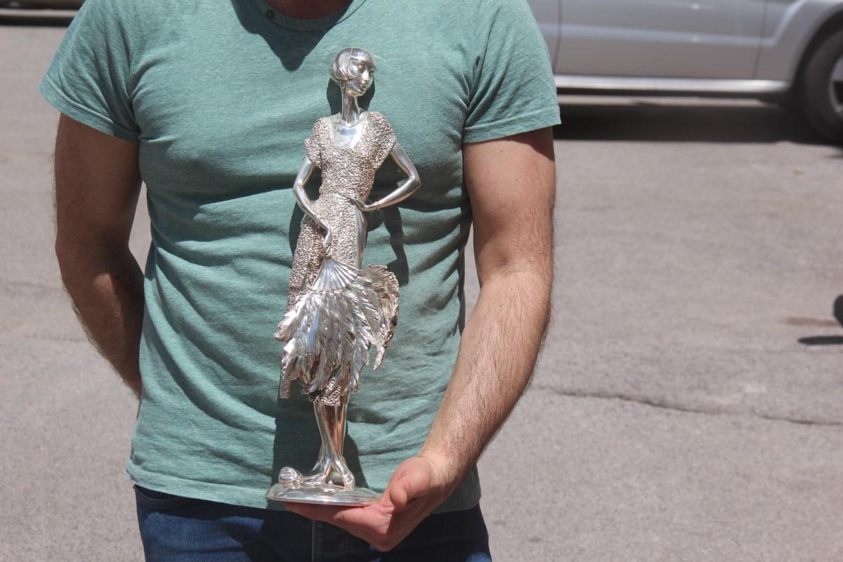 silver woman statue