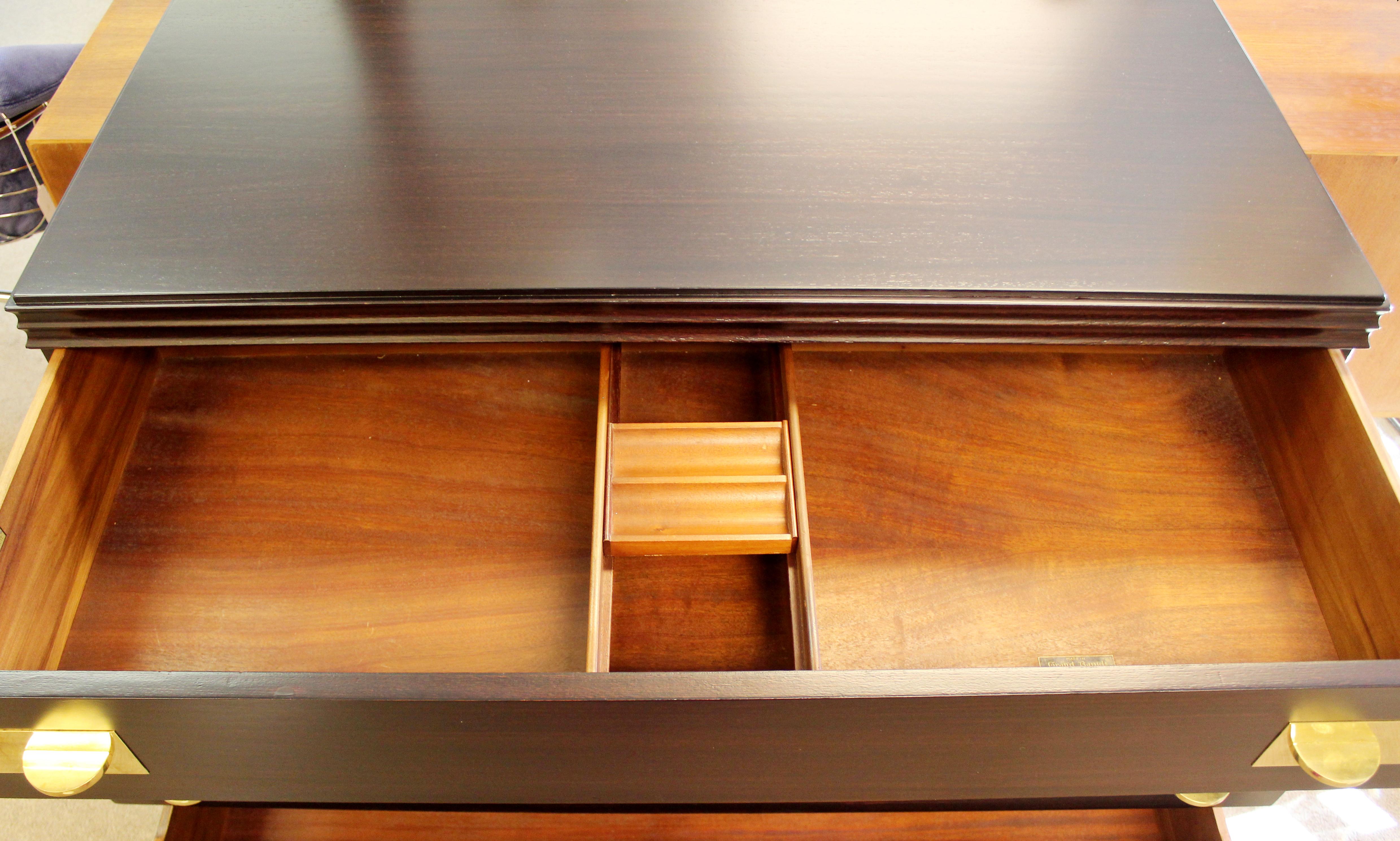 Art Deco Restored Widdicomb 1938 Ebonized Mahogany Chest Dresser 4-Drawer Brass 1